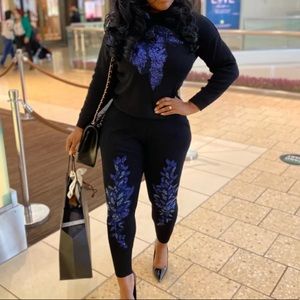 Two piece sequins pants set